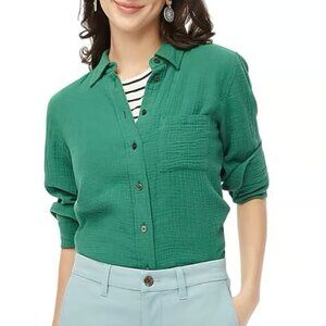 NWT! J. Crew Factory Double-Gauze Button-Up Shirt, size PS, Trellis Vine color